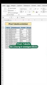 #excel Pivot-Tabelle in 1 Minute erstellen (einfach erklärt)📊🥸