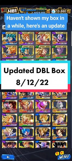 Updated list #dbl #dblegends #dragonballlegends #toocharmy #tooch