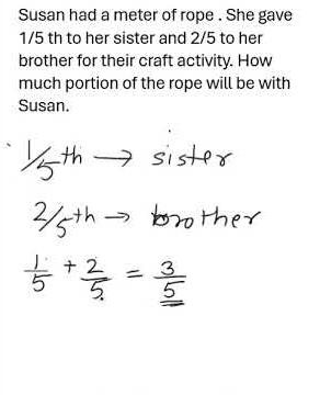 1/5 of a rope given to sister #algebraclass8 #maths