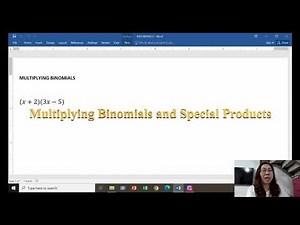 Multiplying Binomials and Special Products (Tagalog)