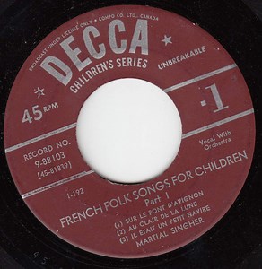 Martial Singher - French Folk Songs For Children