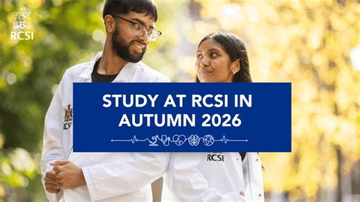 RCSI students enjoy the best possible learning experience. Our programmes are exciting, innovative and future-focused. During our student’s education journey, we work with them to ensure they achieve their full academic potential. Applications are now open to study Advanced Therapeutic Technologies, Dentistry, Medicine, Pharmacy and Physiotherapy at RCSI in autumn 2026. Visit our website to learn more! | RCSI Student Life