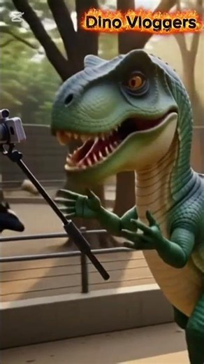 Dinosaur vlogging in zoo