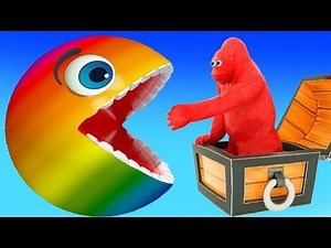 Learn Colors Pacman watermelon rolling around farm and meet Police Cars Friends #2549