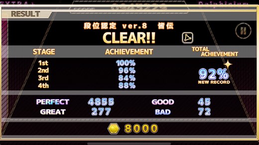 【ChainBeeT】段位ver 8皆传拇指通关手元（92%）