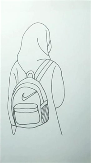 Easy Backpack Drawing ✏️ | Student Girl Sketch | Shorts