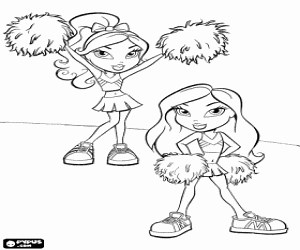 The cheerleaders of Bratz coloring page printable game
