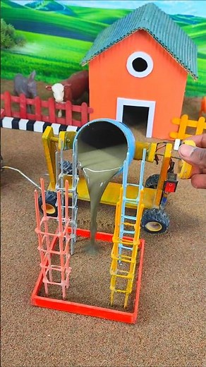 diy mini tractor video bulid concrete piller | machine construction project #shorts #youtubeshorts