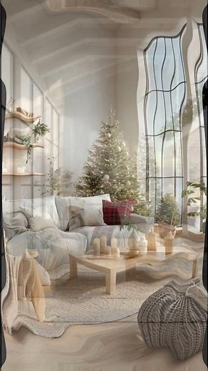 Scandinavian Christmas Living Room Modern Minimalist Holiday Decor #ScandinavianDesign#CozyChristmas