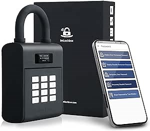 Wireless Key Lock Box, TJW SECURE Smart Bluetooth Lock Box with Management APP, Electronic Digital Lock Box with Functions of Remote Authorization and Viewing Unlocking Records, Black