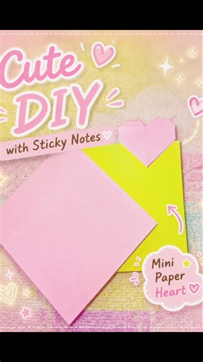 Mini Paper Heart from Sticky Notes 💗 Easy DIY in 1 Minute!##DIY #papercrafttutorial #origamipaper