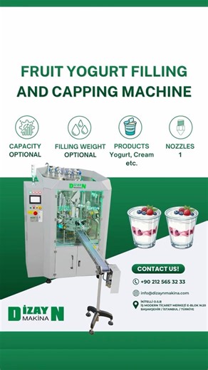 Fruit Yogurt Filling and Capping Machine 📍Meyveli Yoğurt Dolum ve Kapatma Makinası 📍