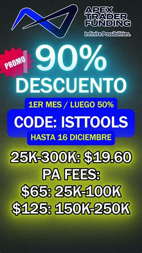 Descuento APEX TRADER Oferta 90% #tradingfuture #ninjatrader8 #apextraderfunding coupon