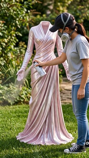 Transform Your Garden with a DIY Fountain from a Vintage Wedding Dress! 🌸⛲