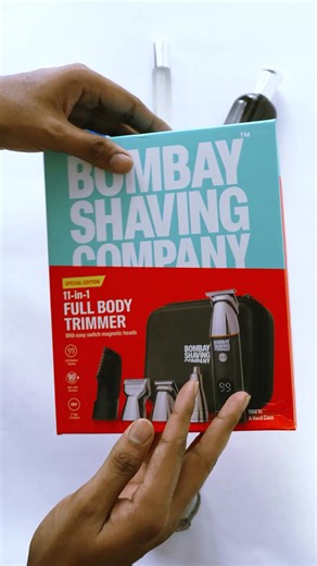 From boardrooms to beaches - look sharp wherever you go. Introducing Full Body Trimmer Special Edition It's a complete full body grooming packed in a sleek, hard-shell travel bag. It offers complete grooming from head to toe, ensuring you look and feel your best every day. 🪒 Nose and Ear Grooming 🪒 Body Grooming 🪒 Scalp and Beard Trimming 🪒 90 Min Run Time on Just 2 Hrs Charge 👉 Shop Now | Bombay Shaving Company