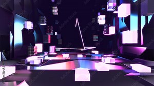 Looped neon sci fi space with rotating triangle animation.