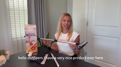 Magic Broom Household Silicone Broom for Floor Cleaning, Multifunctional Floor Squeegee Broom with 60’’ Aluminum Adjustable Handle, Pet Hair Broom for Glass, Fine Dust, Hair, Liquids (Red)