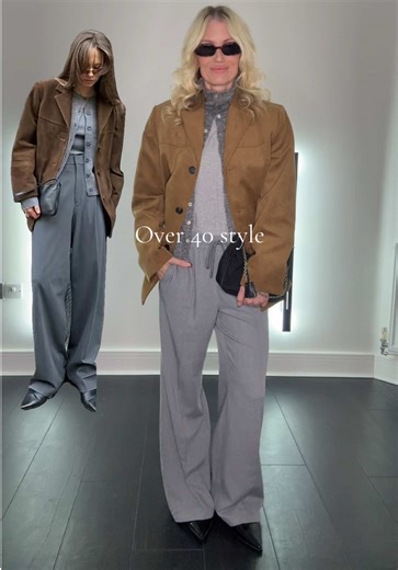 Do we like brown & grey together?🤎🩶 #over40style #fashiontiktok #momfashion #casualoutfit #winterfashion