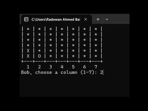 C++ Connect Four demo gameplay