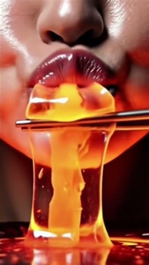 A girl eating larva noodles