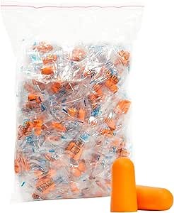 100 Pairs Soft Foam Earplugs - Wrapped for Sleeping, Noise Canceling, Bulk Set for Concert, Music Festival, and Sleep - 0.5x0.95 Inch Orange Foam Earplugs