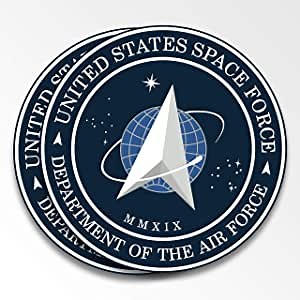 Ichthusgraphics.com Space Force Decal Stickers 2 pack 4.5” Vinyl – For Bumpers Cars Trucks Laptops Window Skateboard – Weird Funny Official Logo of USSF – Gift for NASA SpaceX Trump Trek USA Flag Fans