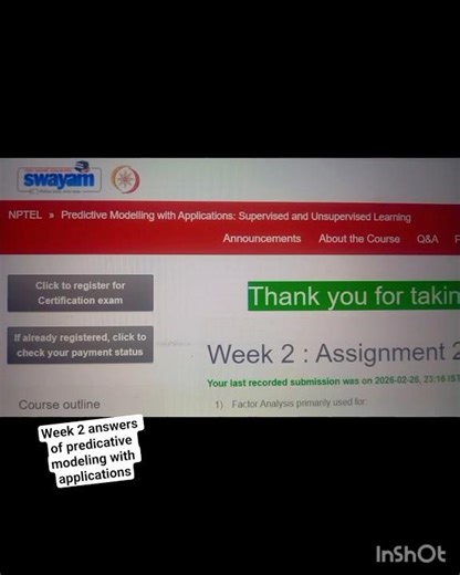 week 2 nptel predictive modeling with applications #shorts #nptel #answers #solutions