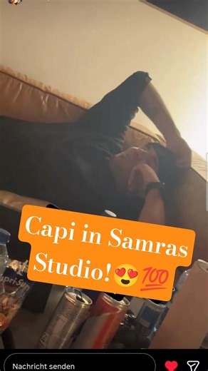 Capi is making himself comfortable in Samra's studio 😂❤️ #capitalbra #germanrap #samra