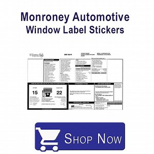 Monroney Automotive Window Stickers and mats.
