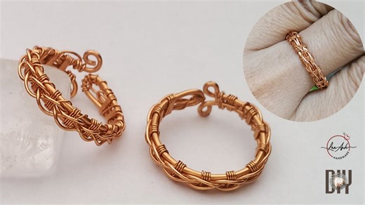 Knot ring from copper wire inspired by Embroidery Chain Stitch - full version ( slow ) 334