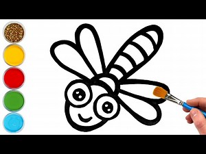 Dragonfly Drawing, Painting and Coloring for Kids & Toddlers | How to Draw, Paint Easy - Videos For Kids