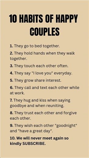 10 Habits of Happy Couples #CoupleGoals #LoveAdvice #RelationshipAdvice
