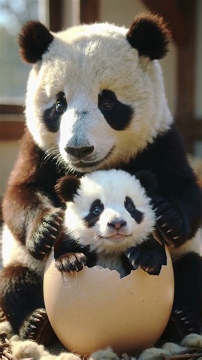 Panda Tenderly Hatches Egg—A Cute Baby Panda Comes to Life!