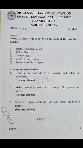 ICSE Class 10th #SUPW#Second term sample paper