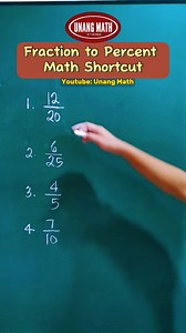 Fraction to Percent Math Shortcut #mathshortcut #mathtrick #mathhack #mathreview #mathtutorial #matheducation #CSEReview #percentagetricks #math | Unang Math