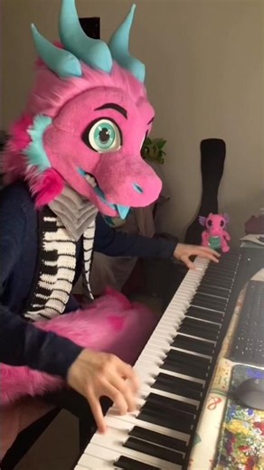 Waterfall etude in fursuit #piano #music #furry #chopin