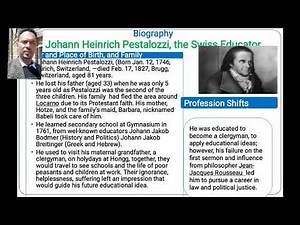 Johann Henerich Pestalozzi's theory, assumptions, Principles on Early Childhood Education.