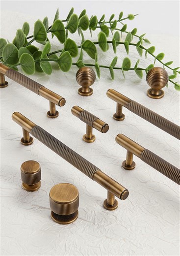 Rustic Knurled Brass Cabinet Pulls/french Antique Cabinet Kitchen Pulls/linear Solidbrass Pulls/wardrobehandles/drawerpulls/cabinet Hardware - Etsy