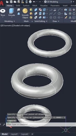 Torus command in AutoCAD #autocad #autocad2026 #autocad2d #autocadforbeginners #autocadplan