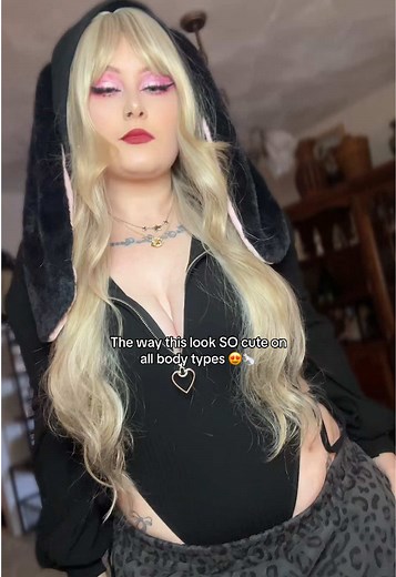 I saw so many other videos and finally got the confidence to try it. These bunny body suits are so cute 😭🖤 #bunnysuit #cosplay #valentinesdayoutfit #mombod #tiktokshopjumpstartsale @koruraclub.us