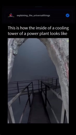 Universal things on Instagram: "A cooling tower in a power plant works like a giant sweat gland for the facility, releasing extra heat from the hot water used to cool steam turbines and machinery. The tower’s tall, curved shape often makes it look like a massive freezer from a distance because of its smooth, pale concrete surface. Hot water from the plant is pumped to the top of this tower and allowed to trickle downward over special materials that spread it into thin films or droplets. This inc