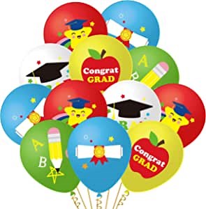WATINC 50pcs Kindergarten Preschool Graduation Party Balloons, Class of Congrats Grad Celebration Party Decoration Supplies, Graduate Latex Balloon Prom Favor for Kids Classroom Decor 12 Inch