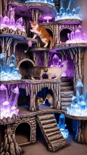 고양이를 위한 크리스털 동굴을 만들었습니다 A Crystal Cave for Cats