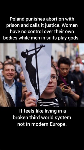 @dupsmemez on Instagram: "Poland’s abortion system is one of the most restrictive in Europe, and the absurdity of it hits you like a brick. The law forces women into a reality where their own bodies are treated as political tools, not something they have the right to control. It creates a country where basic healthcare depends not on medical need but on ideology. The shocking part is simple: women can legally end a pregnancy only if their life or health is in danger or if the pregnancy results f