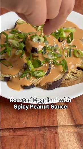 Roasted Eggplant with Spicy Peanut Sauce (No Oil, Easy & Vegan) 🥜