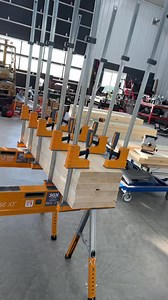 For the last 6 treads I tried double stacking the treads during glue up and it worked great! The Titebond original in the big jug with the pump and this glue roller sure made these 15 stair tread glue ups way more fun and these BORA Tool clamps sure earned their keep this last week 👍 | The Dusty Lumber Co.