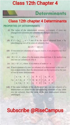 Determinants formula class 12th maths exercise 4 determination #maths #importantformula #mathstricks