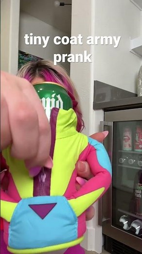 Tiny drink coat army prank