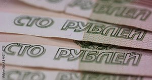 cash paper Russian rubles close-up, cash Russian banknotes currency