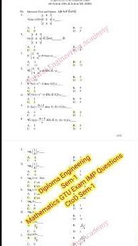 💯Diploma Mathematics-1 GTU TOP IMP MCQ with Answer Solution 📘 | Sem-1 CtoD | GTU Exam🎯 Engineering💯✅